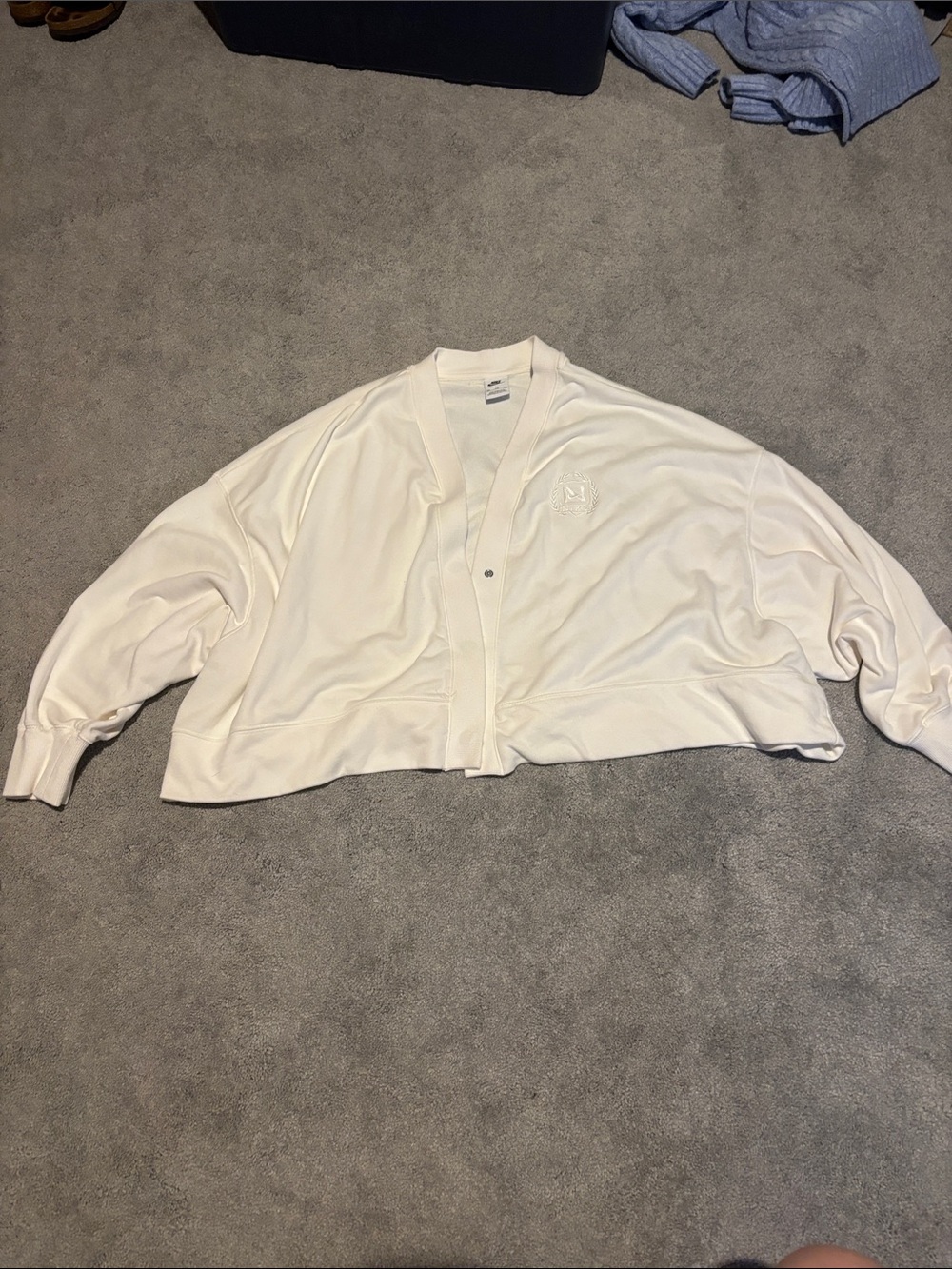 Limited Edition Nike Cream Embroidered Crest Snap-Front Cardigan